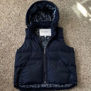 Coach Dark Blue Hooded Puffer Vest